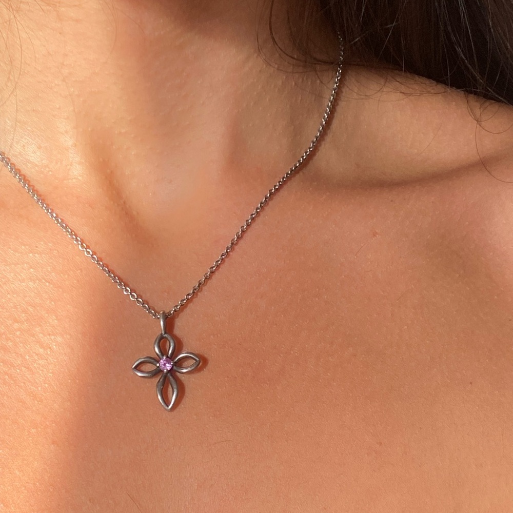 James Avery Silver and Pink Pendant and Chain